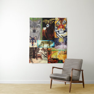 ANIMALS ARE BEAUTIFUL COLLAGE print Tapestry