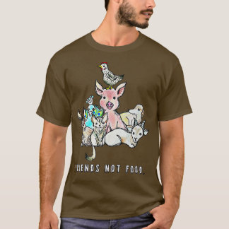 Animals are Friends not Food Pig Cow Sheep Vegan V T-Shirt