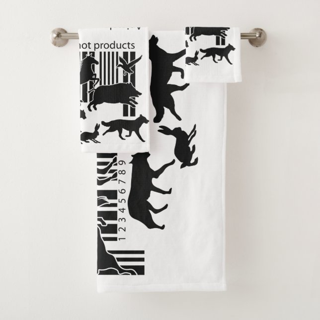 Animals are Not Products Barcode Vegan   Bath Towel Set (Insitu)