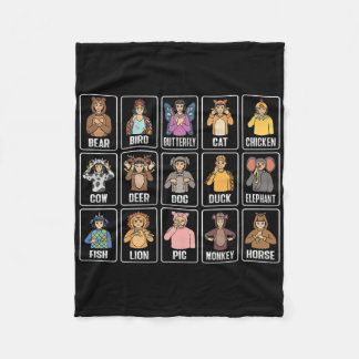 Animals Asl Hand Gesture Animals Deaf Hearing Loss Fleece Blanket