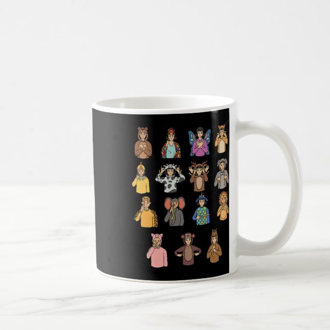 Animals Asl Hand Gesture Deaf Hearing Loss Awarene Coffee Mug (Right)