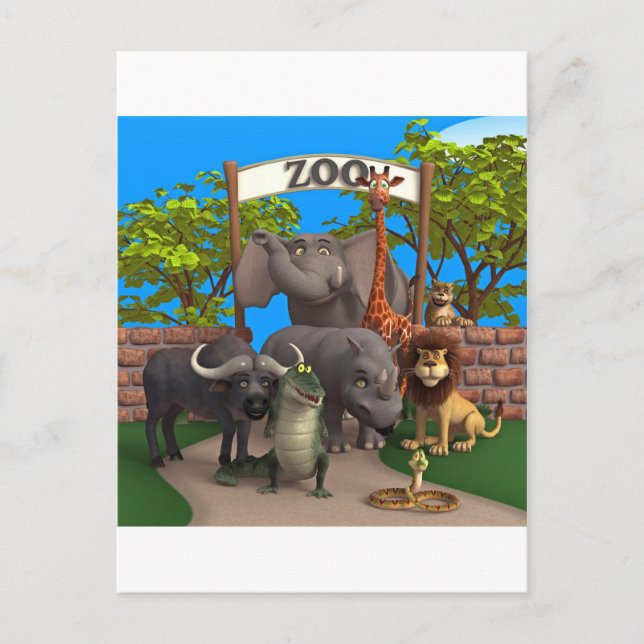 Animals at the Zoo Postcard (Front)
