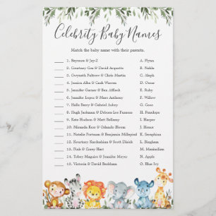 Animals Baby Shower Celebrity Baby Names Games