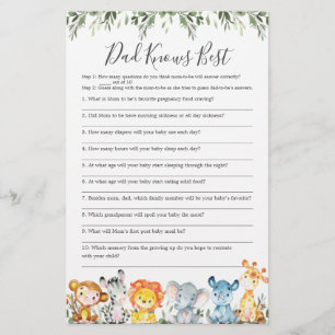 Animals Baby Shower Dad Knows Best Game