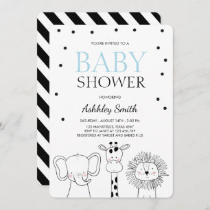 Animals Baby shower invite Zoo Safari Jungle Boy