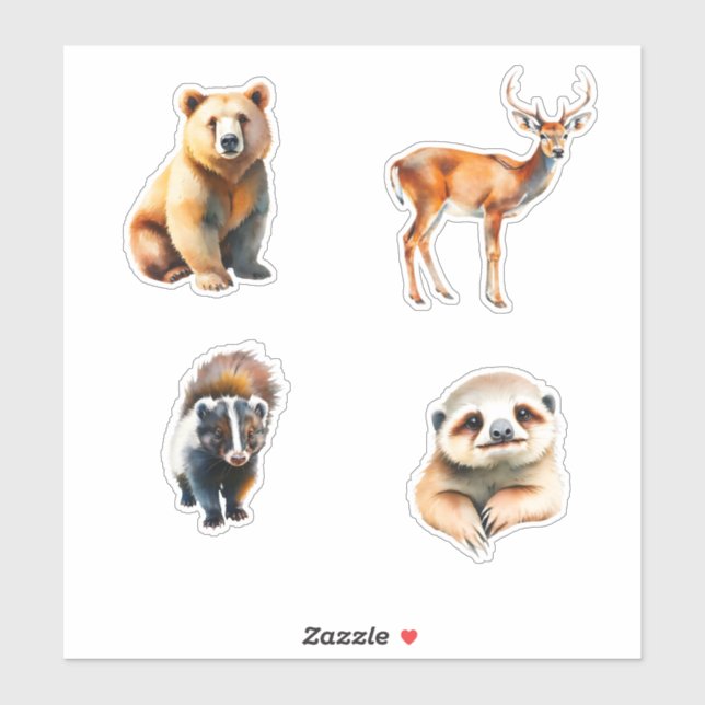 Animals Bear Deer Skunk And Sloth (Sheet)