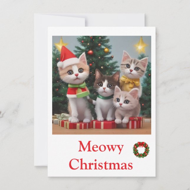 Animals cat  Merry Christmas Cards (Front)
