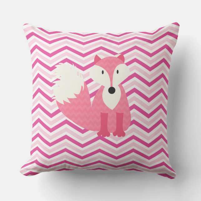 Animals Chevron Stripe Fox Chevron Outdoor Pillow (Front)