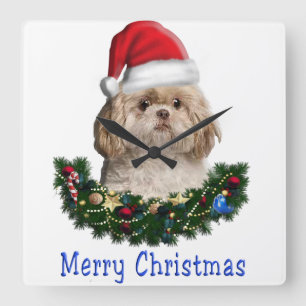 Animals Christmas Square Wall Clock