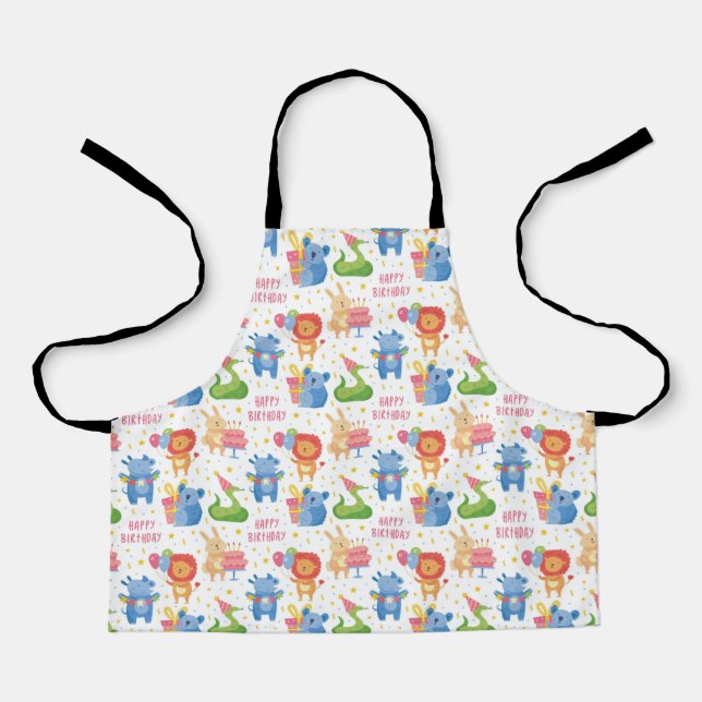 Animals Congratulate on Kids Birthday Apron (Front)