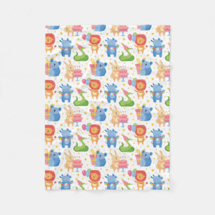 Animals Congratulate on Kids Birthday Fleece Blanket