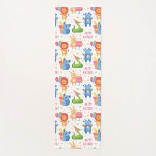 Animals Congratulate on Kids Birthday Yoga Mat