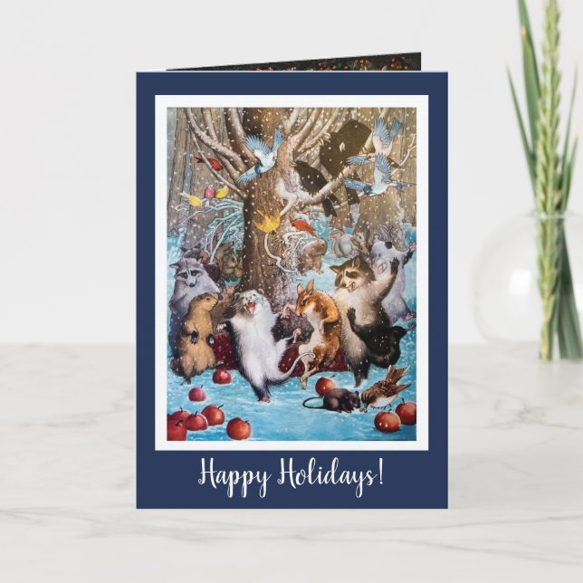 Animals Dancing in the Woods - Christmas/New Year Holiday Card (Front)