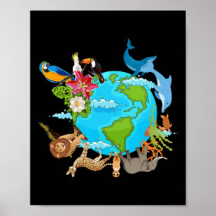 Animals Earth Day Save Animals Earth Animal Lover Poster