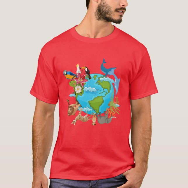 Animals Earth Day Save Animals Earth Animal Lover  T-Shirt (Front)