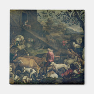 Animals Entering the Ark (oil on canvas) Magnet