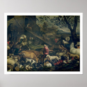 Animals Entering the Ark (oil on canvas) Poster