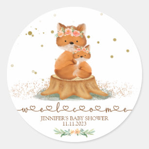 Animals Fur Fox Family Welcome Classic Round Sticker