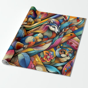Animals Geometrically Represented Modern Art Wrapping Paper