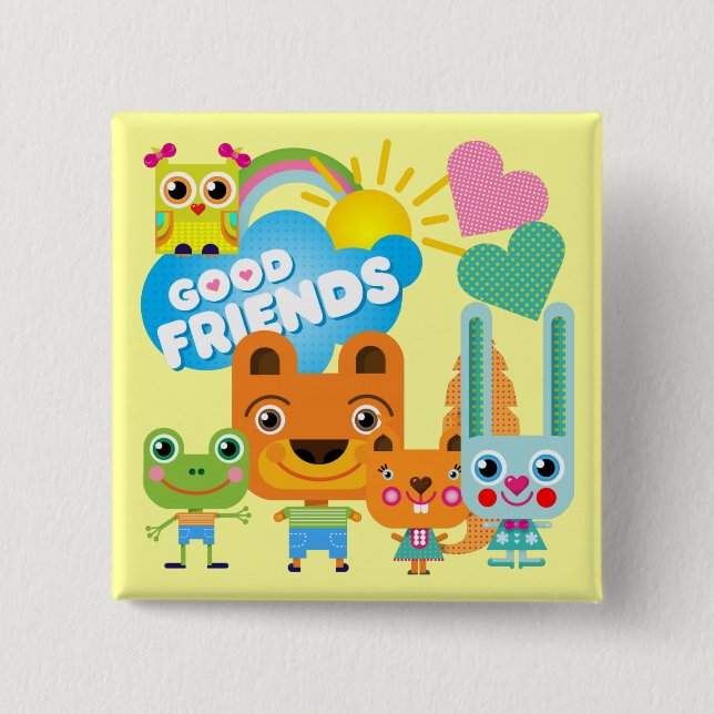 Animals Good Friends 15 Cm Square Badge (Front)