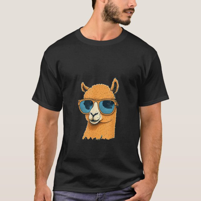 Animals Graphic  Alpaca Wearing Sunglasses 4 T-Shirt (Front)