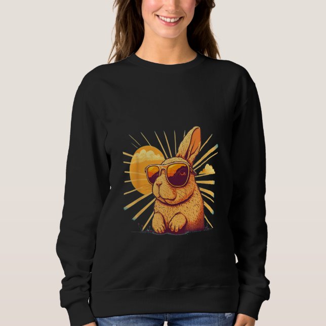 Animals Graphic  Bunny Wearing Sunglasses 1 Sweatshirt (Front)