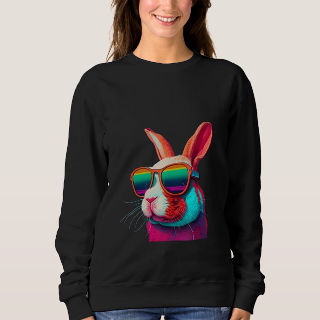 Animals Graphic  Bunny Wearing Sunglasses 3 Sweatshirt (Front)