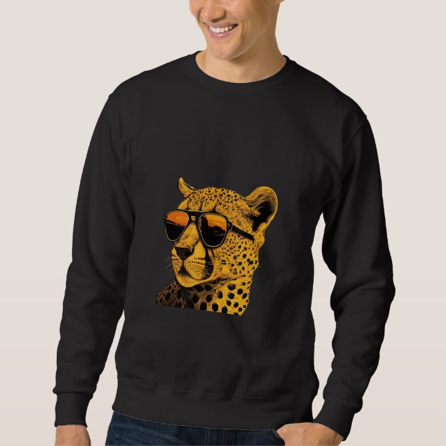 Animals Graphic  Cheetah Wearing Sunglasses 2 Sweatshirt (Front)