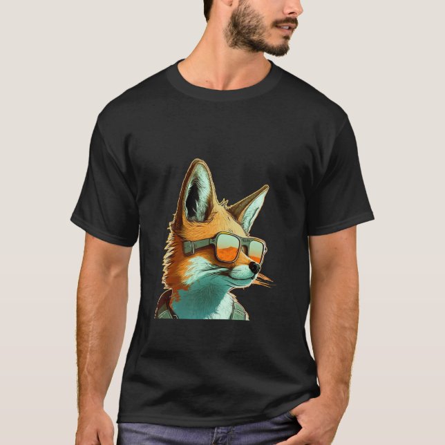 Animals Graphic  Fox Wearing Sunglasses 3 T-Shirt (Front)