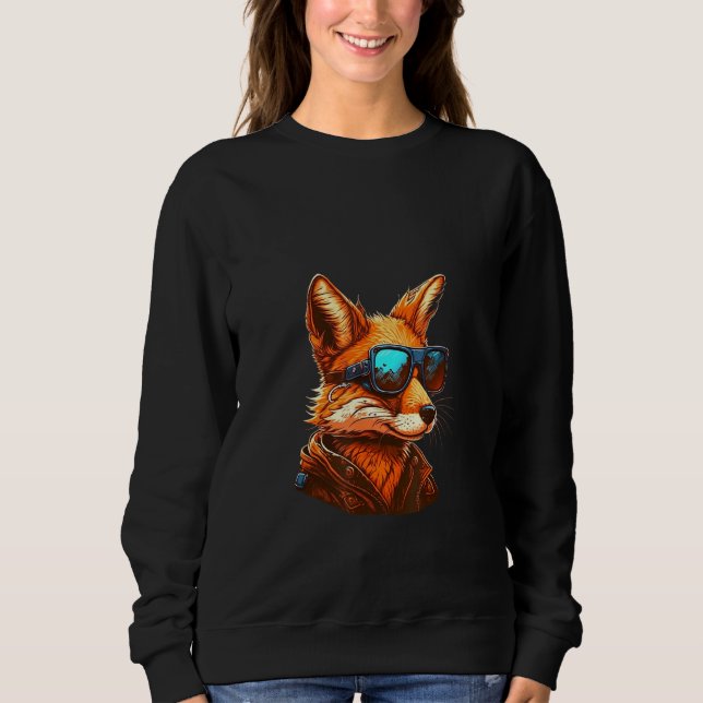 Animals Graphic  Fox Wearing Sunglasses 4 Sweatshirt (Front)