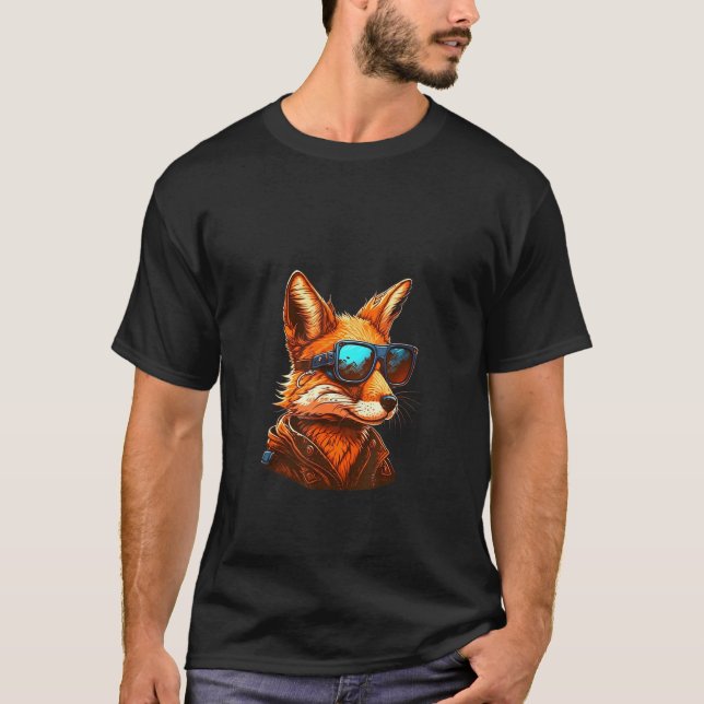 Animals Graphic  Fox Wearing Sunglasses 4 T-Shirt (Front)