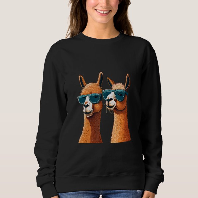 Animals Graphic  Llama Wearing Sunglasses 3 Sweatshirt (Front)