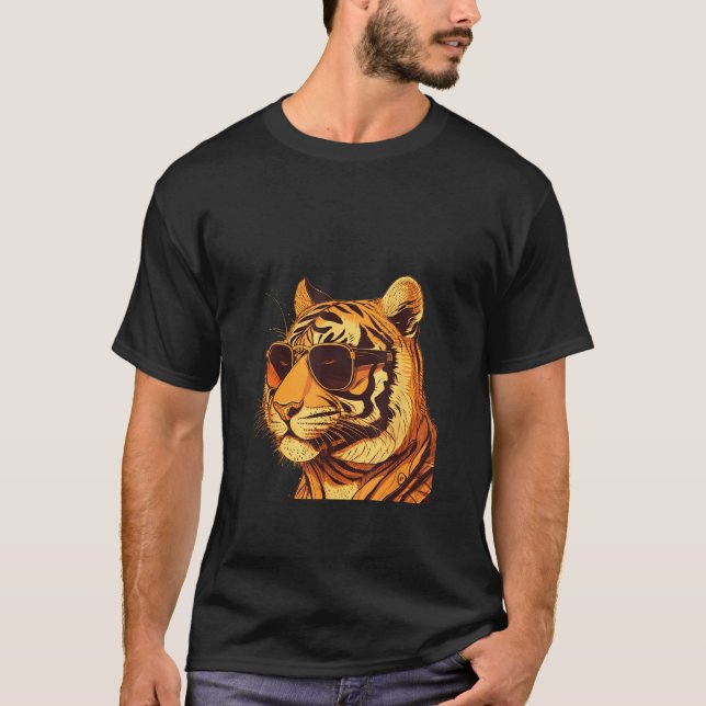 Animals Graphic  Tiger Wearing Sunglasses 1 T-Shirt (Front)
