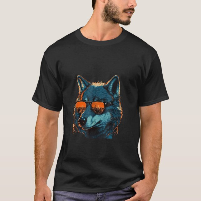 Animals Graphic  Wolf Wearing Sunglasses 3 T-Shirt (Front)