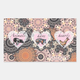 Animals have hearts rectangular sticker