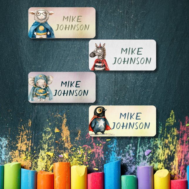 Animals Heroes waterproof kids name clothing (Animals Heroes waterproof kids name clothing Labels)