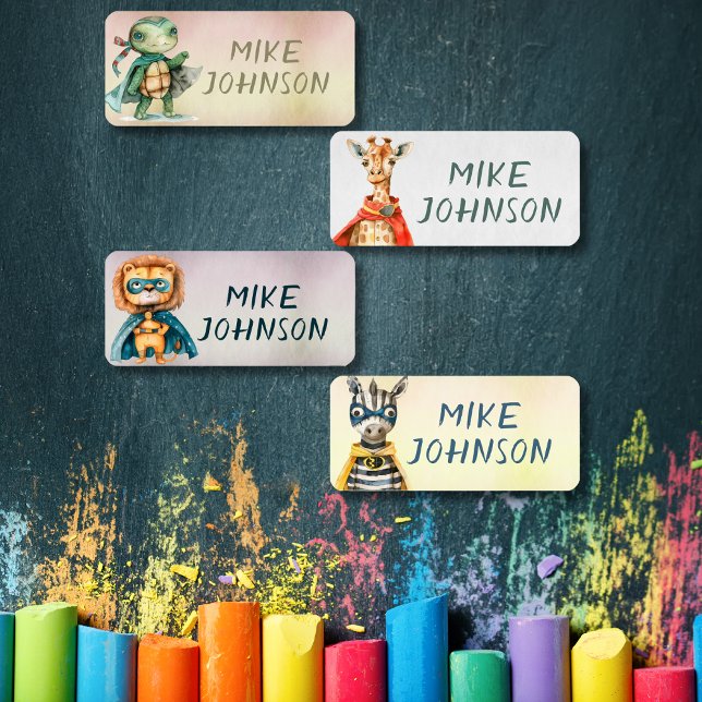 Animals Heroes waterproof kids name clothing (Animals Heroes waterproof kids name clothing Labels)