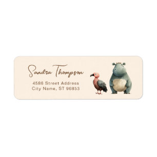 Animals Hippo Bird Safari Return Address Label
