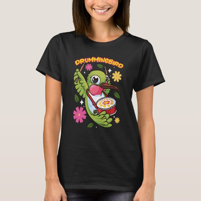 animals hummingbird drumming T-Shirt (Front)
