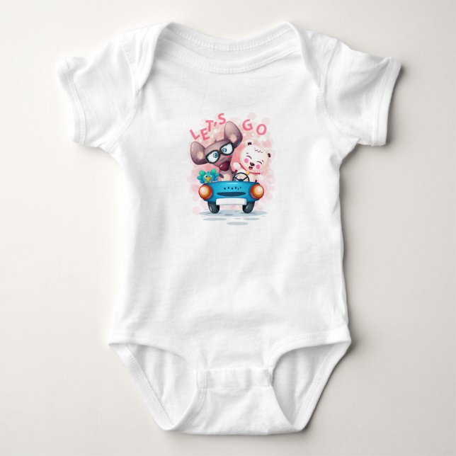 Animals in a car No 3  Baby Bodysuit (Front)
