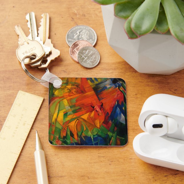 Animals in a Landscape by Franz Marc Key Ring (Desk)