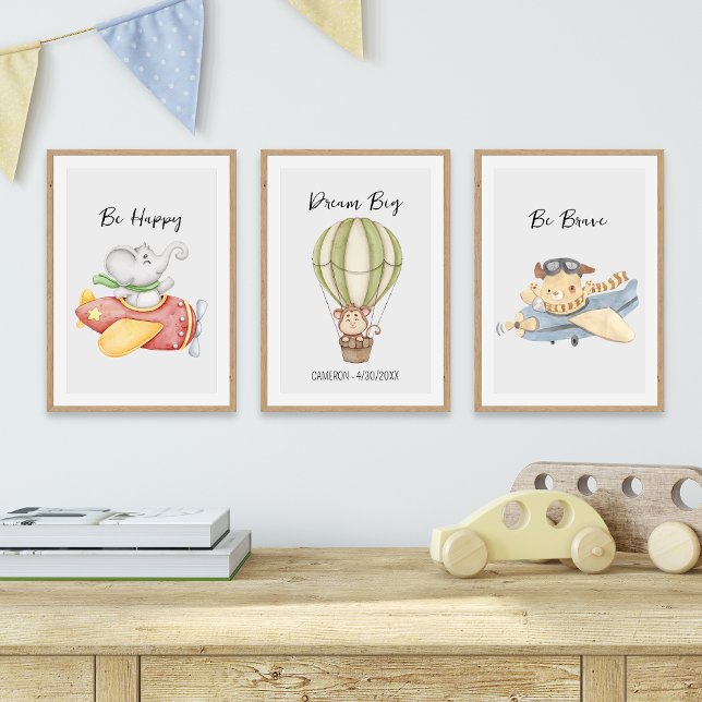 Animals In Aeroplane Nursery Decor Custom Text Nam (Creator Uploaded)