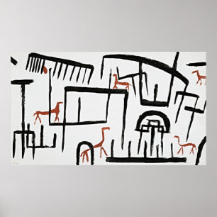 Animals in an Enclosure by Paul Klee Abstract Art Poster