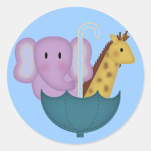 Animals in an Umbrella Stickers