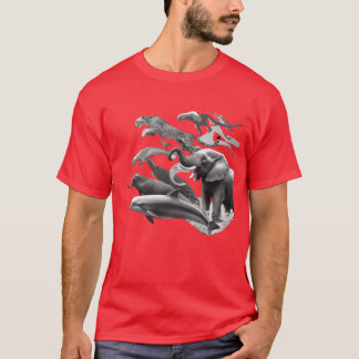 Animals in dynamic poses retro T-Shirt