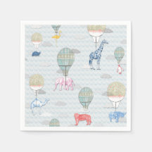 Animals in Hot Air Balloons Napkin