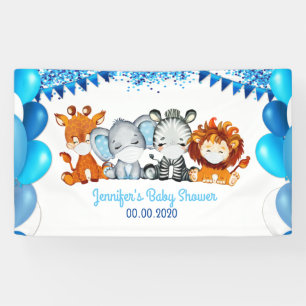 Animals in Mask Elephant Boy Banner Baby Shower