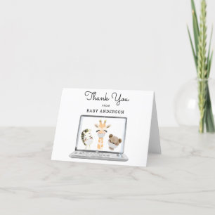 Animals in Masks Virtual Baby Shower Thank You Card