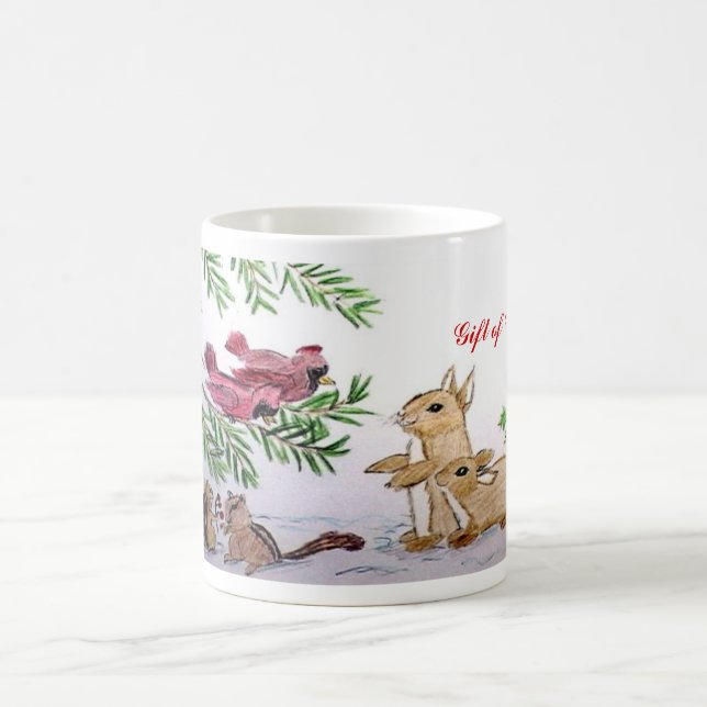 animals in snow christmas coffee mug (Center)