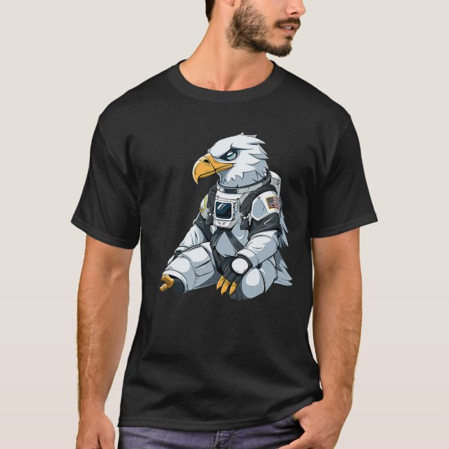 Animals In Space- Eagle Astronaut- Eagle in Space T-Shirt (Front)